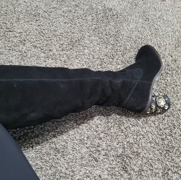 Coach Tea Rose Heeled Boot - Black size 8.5 - Picture 6 of 8